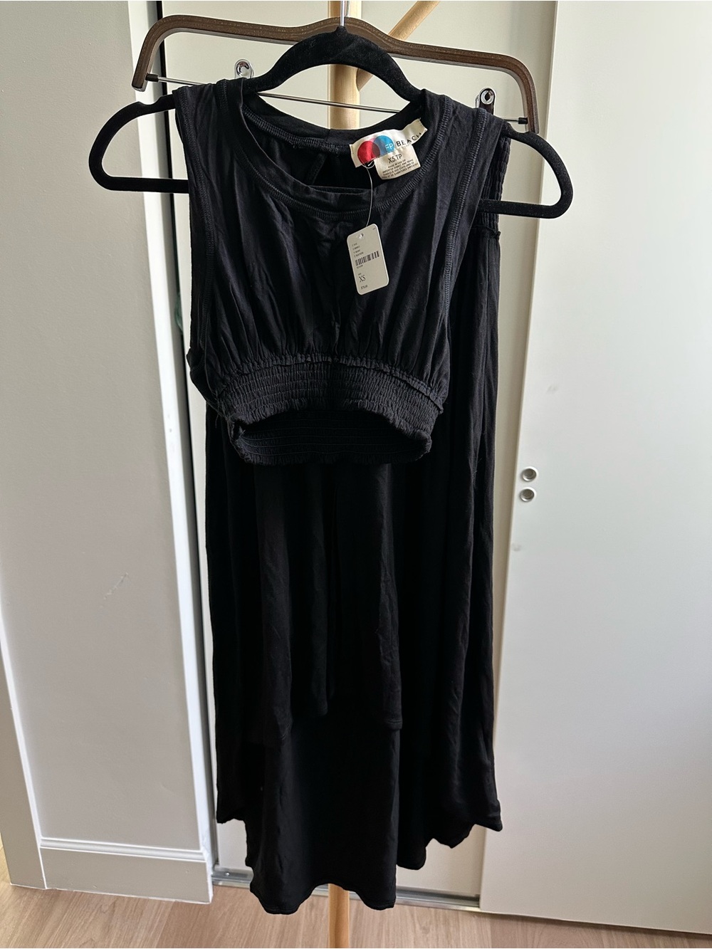 NWT Free People Black Sleeveless Smocked-Waist Skirt Set